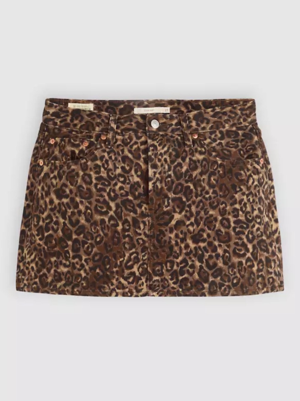 Levi's Icon Denim Mini Skirt Animal Print Brown